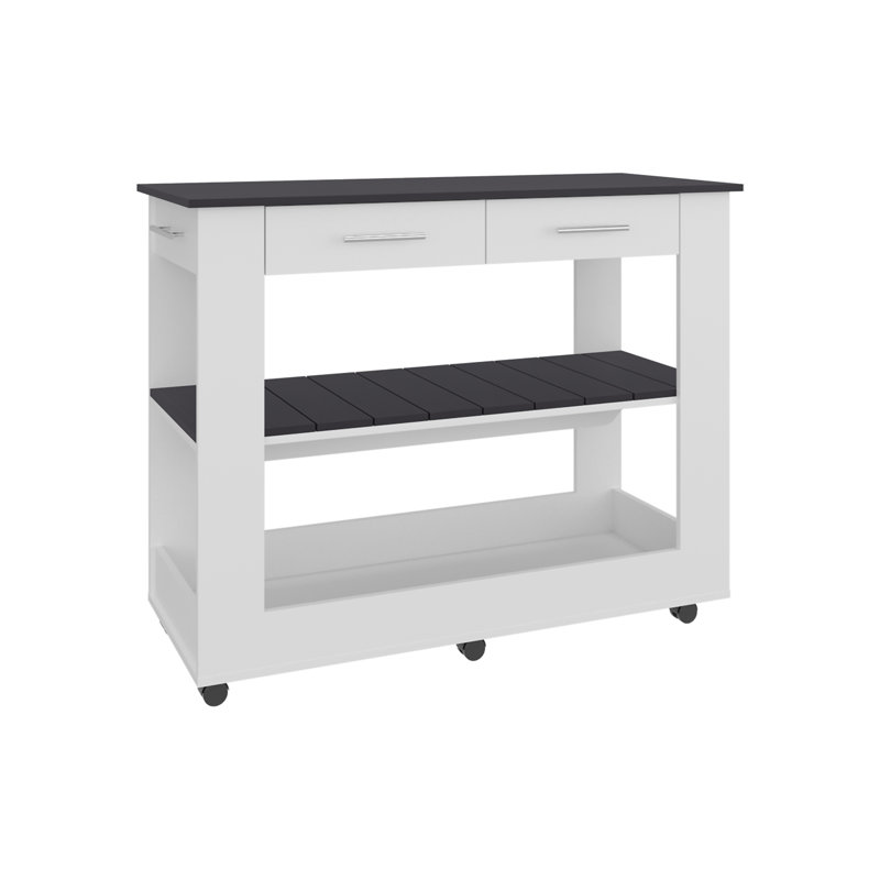 Cala Compact Kitchen Island With Two Drawers (Not Include Stools)