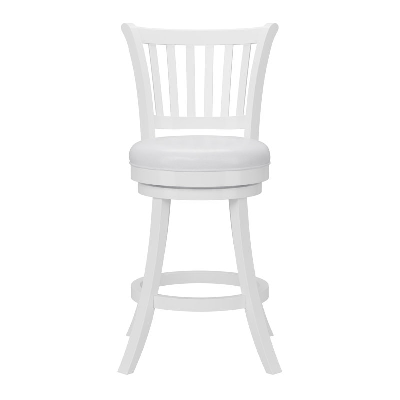 Catt Swivel White Bar Stools with Solid Wood Frame, Counter Stool (25” Seat Height)