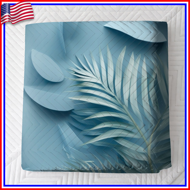 Couvre-lit bleu Palm Leaves, Lit simple