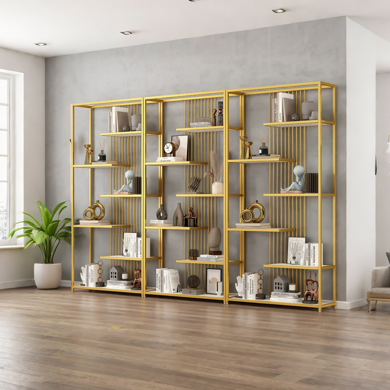Étagère de rangement de luxe à plusieurs niveaux, présentoir à cosmétiques et armoire de présentation de bureau, Gold