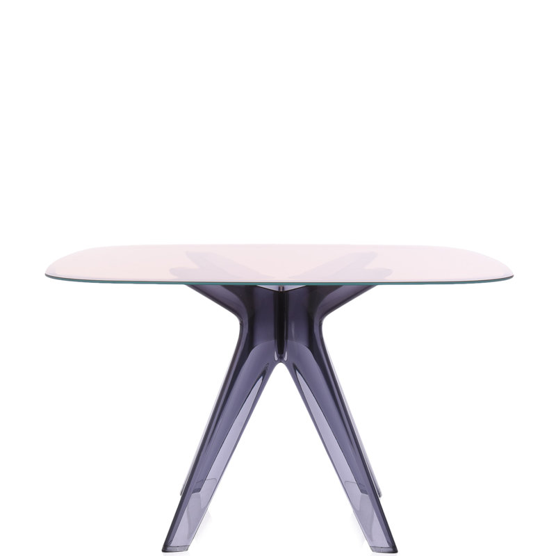 Sir Gio Square Glass Dining Table, Transparent, Pink