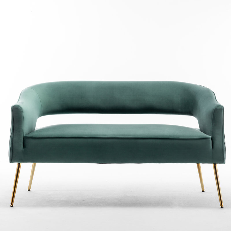 Deybi 51'' Velvet Recessed Arm Loveseat, Mint Green Velvet