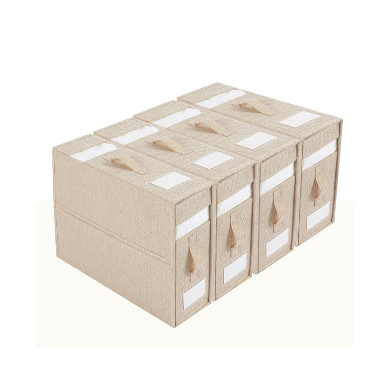 Ensemble de 4 organisateurs de draps pliables avec fenêtres transparentes pour la maison, Beige