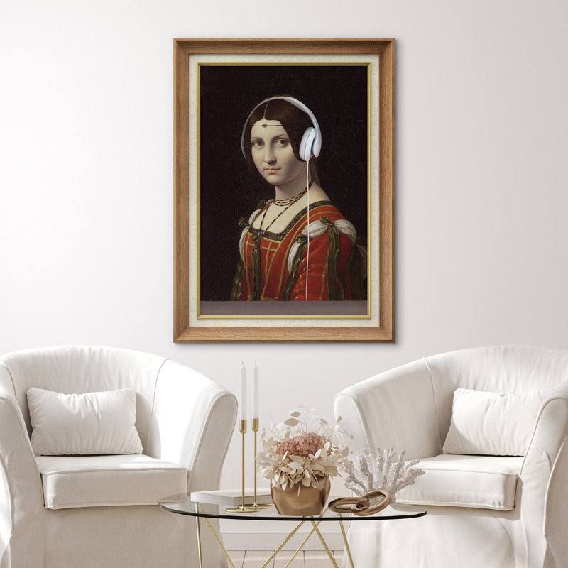 «Renaissance Music Headphones» sur toile, H 36 po x l 26 po, Cadre naturel de qualité supérieure