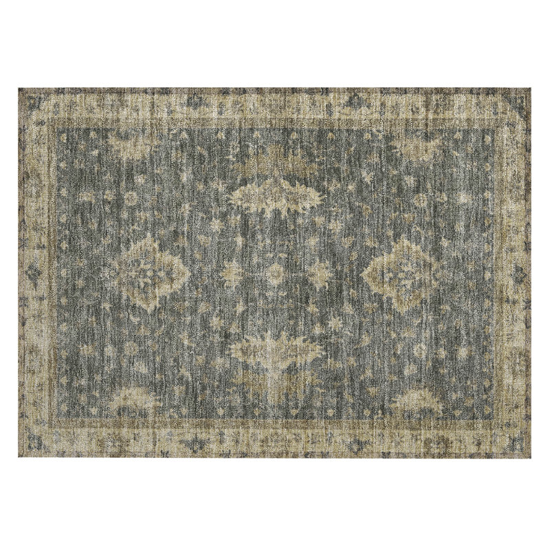 Machine Washable Indoor/Outdoor Xhevrie Gray Rug, Rectangle 1'8" x 2'6"