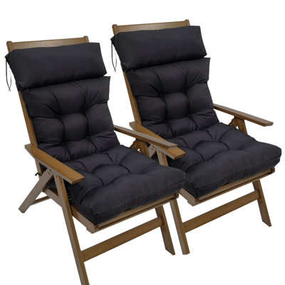 Coussin de chaise Adirondack imperméable avec attaches pour l'extérieur - Coussin de chaise berçante à dossier haut pour patio