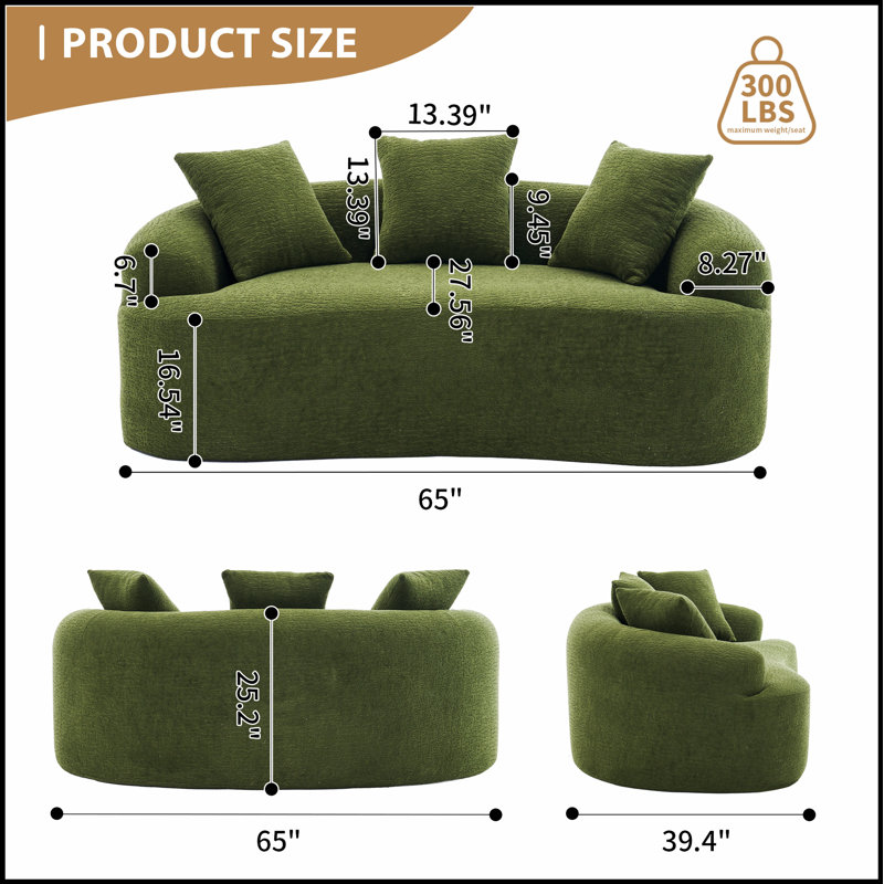 Canapé 3 places à accoudoirs carrés amovibles de 82,5 po de largeur, confortable et durable pour tout espace de vie