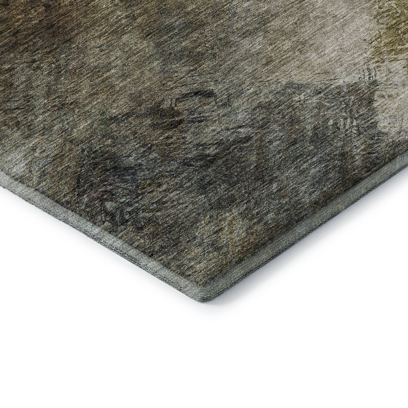 Tapis rond lavable à la machine de qualité supérieure 8 pi x 8 pi chocolat AMF590 Cerrito, Rectangle 10 pi x 14 pi