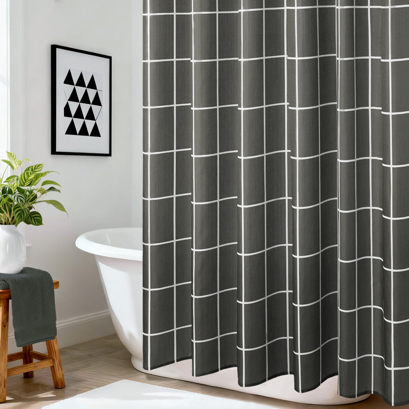 Rideau de douche à imprimé fenêtre, Gris