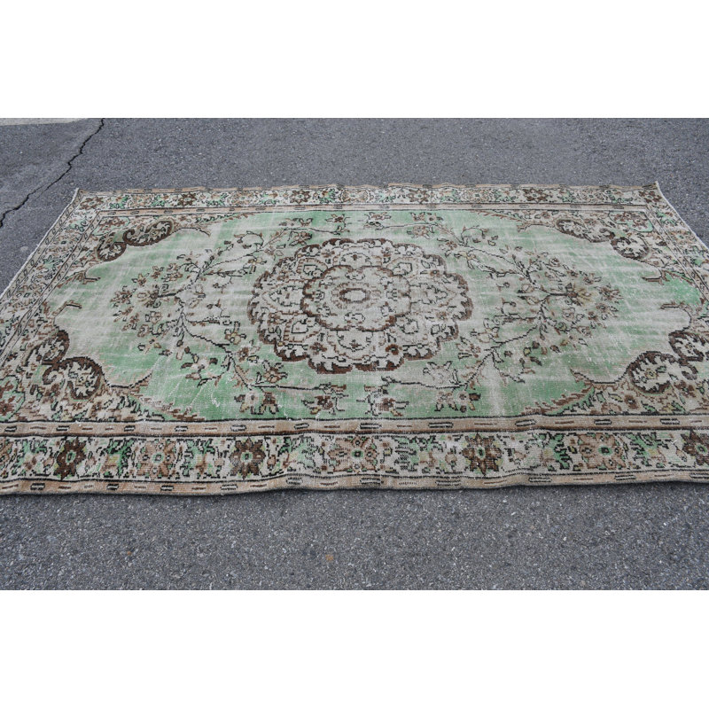 Tapis turc vert antique idéal pour la chambre à coucher et le salon en laine