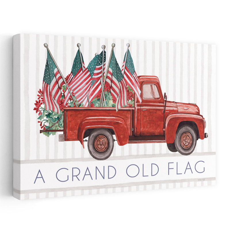«A Grand Old Flag», art contemporain rétro rustique, H 32 po x l 48 po