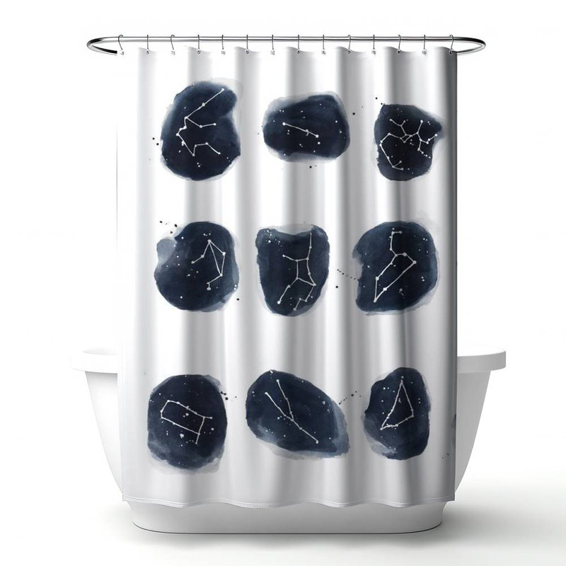 Constellations Blue – Earth & Galaxy Home – Polyester Shower Curtain, Dye Sublimation Print, 71" W × 74" L