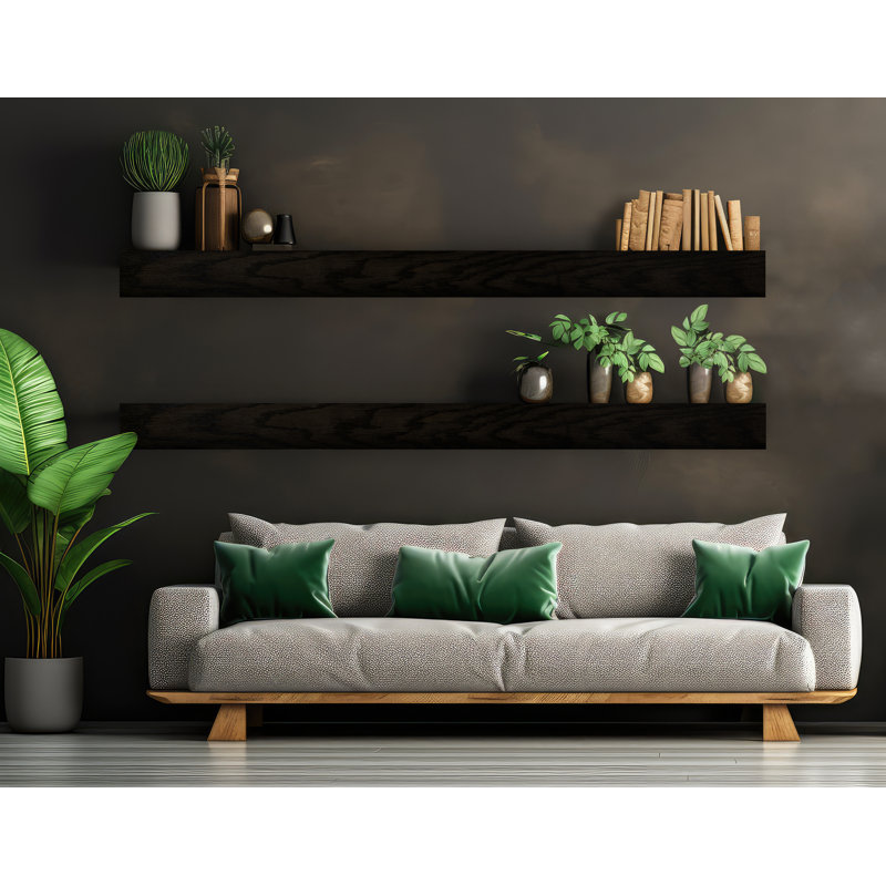 2 Piece Oak Floating Shelf, 6" H x 72" W x 5" D