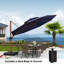 12' Round Wood Pattern Cantilever Umbrella With Base In Ground,Navy-2093036943