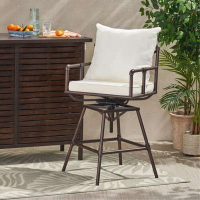 Tabouret de bar d'extérieur pivotant à hauteur réglable avec coussins