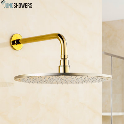 Juno Luxury  LED  Round 16 Inches Gold Finish Wall Mount Shower Head