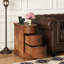 End Table with Charging Station, Sofa Side Table with Drawers, No Assembly Required, Walnut + Solid Wood 2-Drawer Narrow Nightstand for Living Room or Bedroom