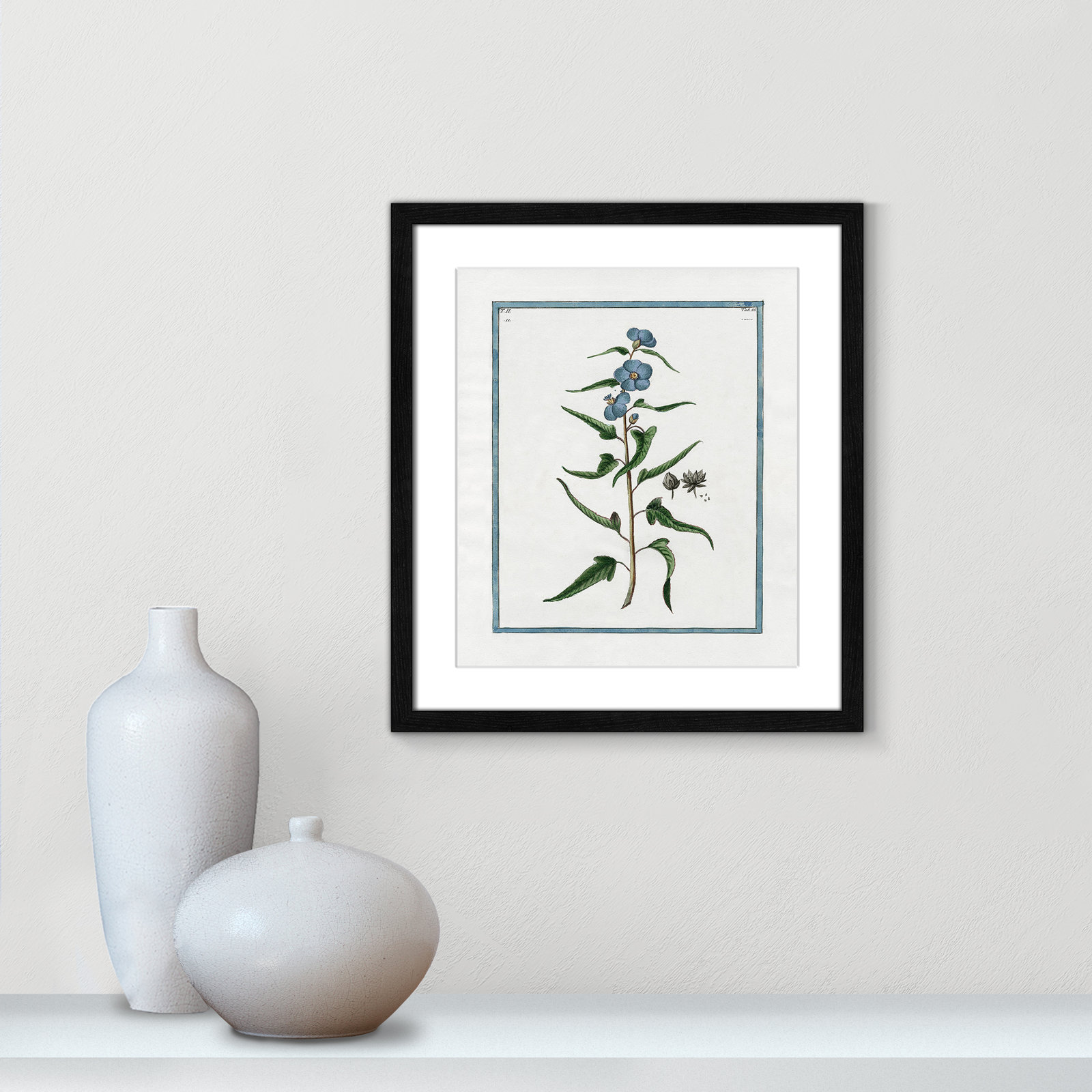 Colombe "Shabby Elegance Botanical I" Print, 13" W x 15" H, Black Framed