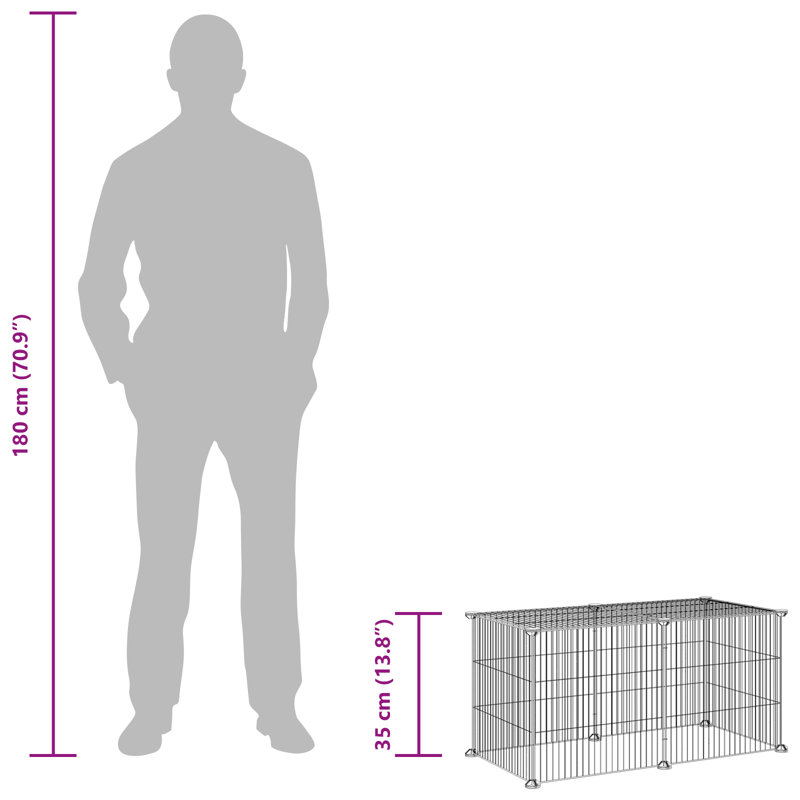 Cage pour animaux extensible en acier thermolaqué noir vidaXL