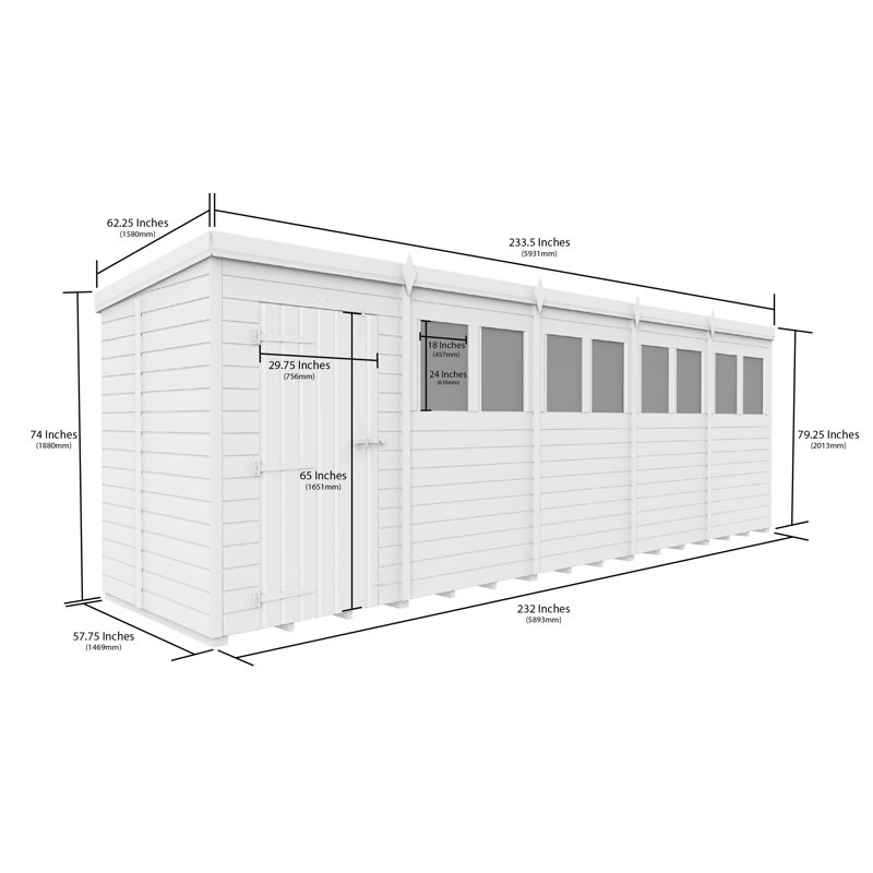 20x5 Pent Composite Shed