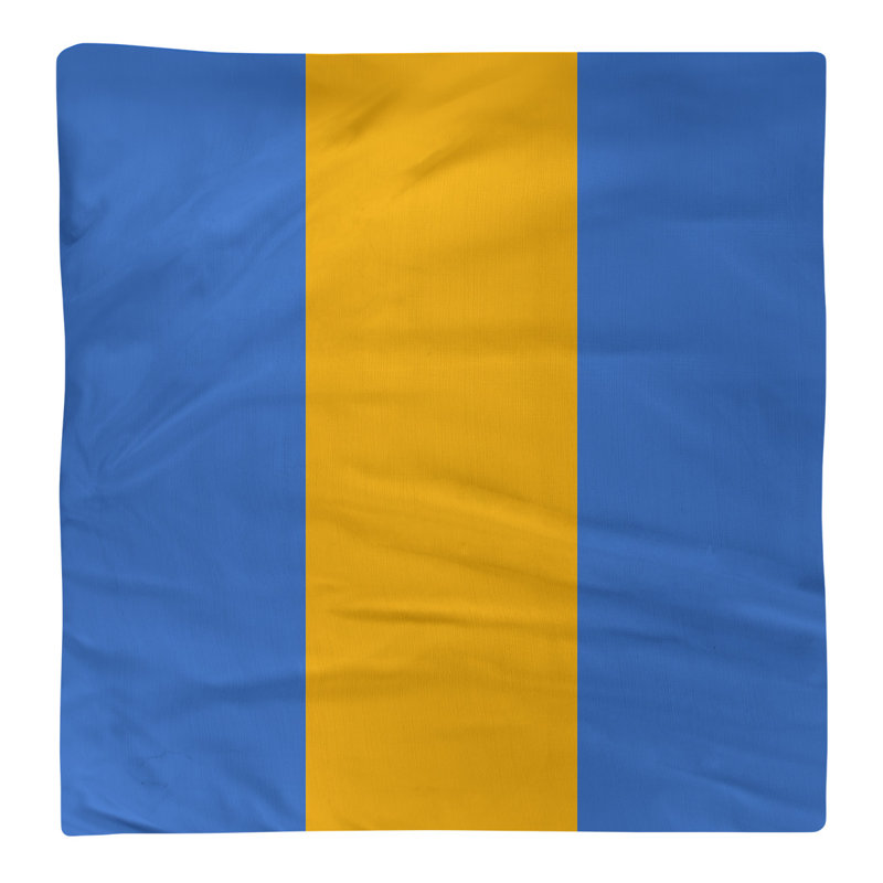 Striped Square Napkin, Blue/Gold/Blue, Cotton Twill, 22" H x 22" W x 0.25" D
