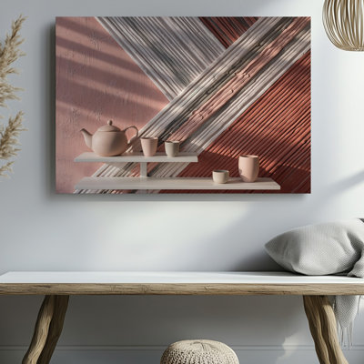 Toile, une scène intérieure moderne avec un mur texturé orné d'un art mural