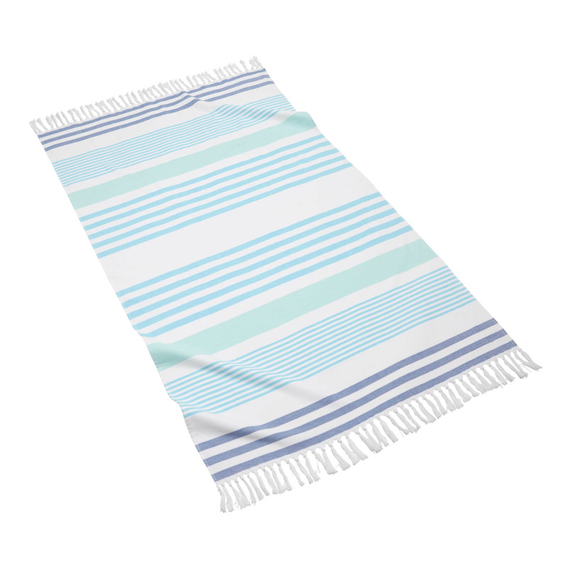 Schmitt Turkish Cotton Midweight Beach Towel, Cadet Blue/Light Blue