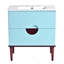 Ensemble de meuble-lavabo 30 po avec lavabo en céramique, armoire de rangement moderne avec 2 tiroirs, cadre en bois massif, bleu
