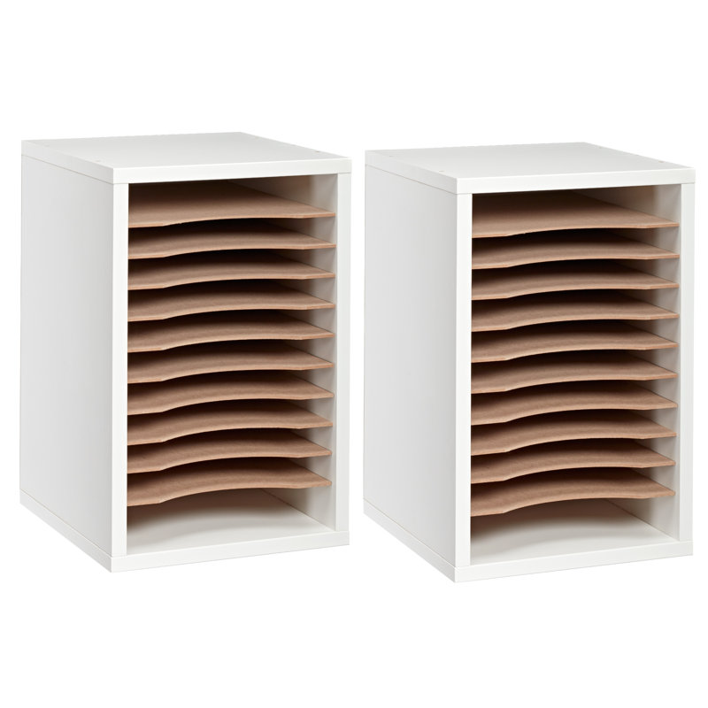 White MDF 11-Compartment Vertical Paper Sorter, 2-Pack