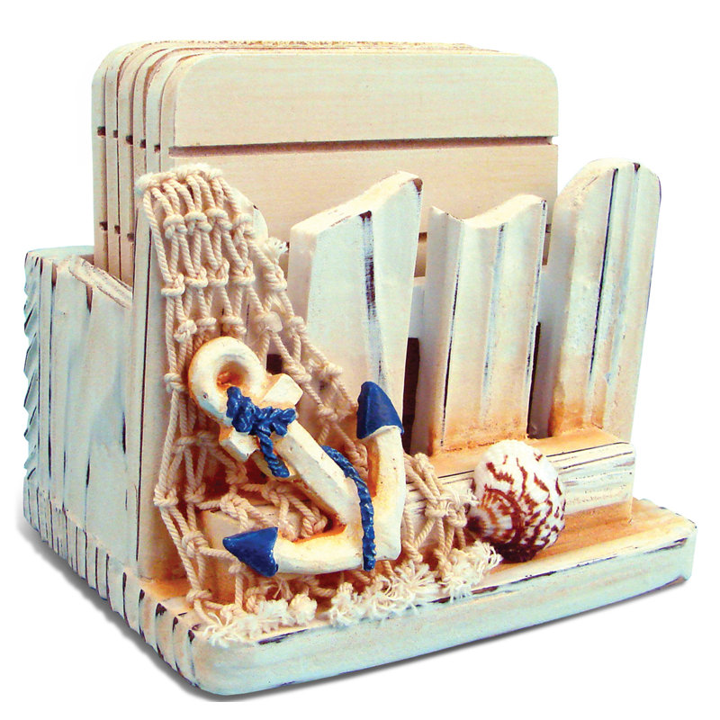 Ensemble de sous-verres nautiques avec support