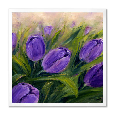 Bouquet de tulipes mauves - décoration murale traditionnelle sur toile