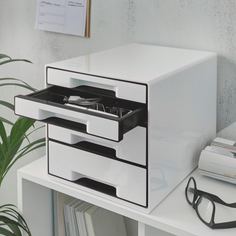 Plastic Desk Organiser, White/Grey