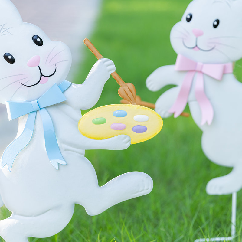 Piquet de lapin de Pâques en métal
