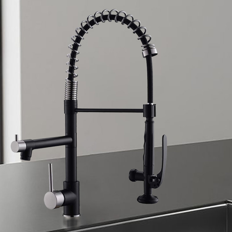 URENTO Kitchen Faucet, Black/Brushed Nickel