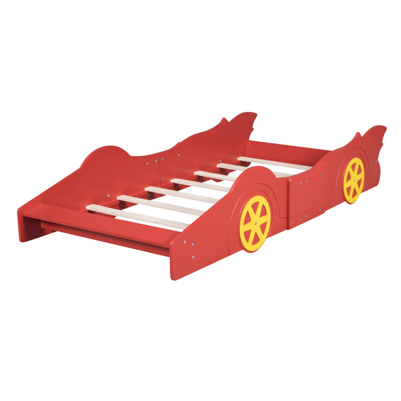 Lit plateforme avec roulettes Race, Lit simple, Rouge