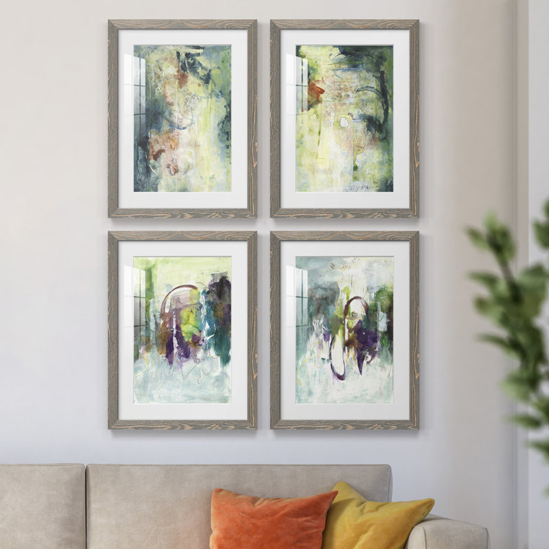 Nature's Elements I - ensemble de 4 reproductions de cadres photo, H 20 po x l 68 po x P 1,5 po, Gris