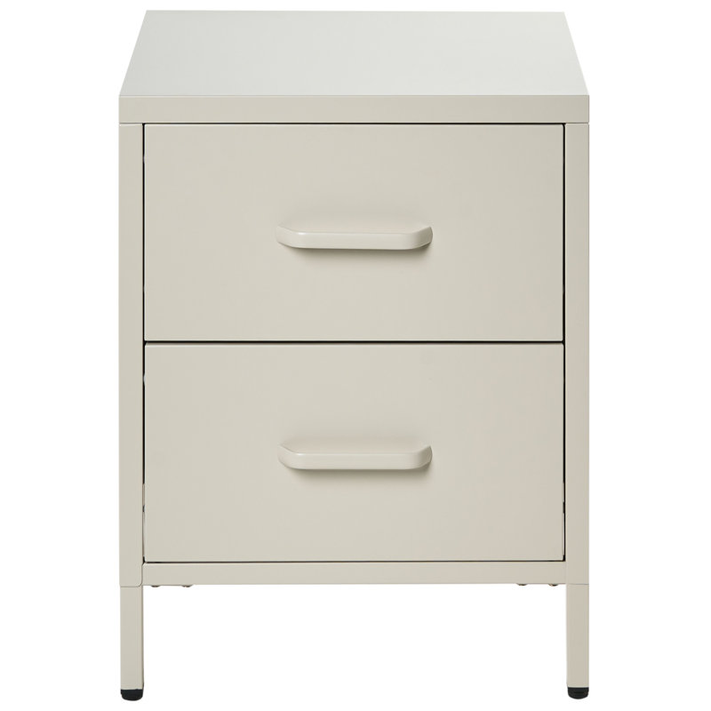 43cm W Steel Bedside Table, Beige