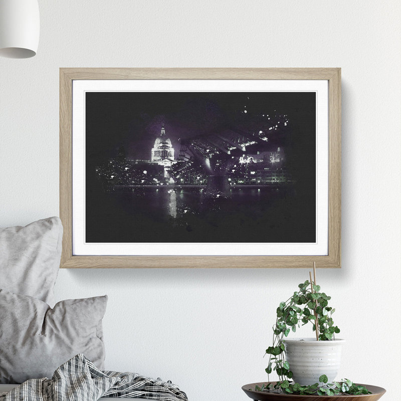 St Pauls Cathedral In London - Picture Frame Graphic Art, 24cm H x 33cm W x 2cm D, Oak Framed