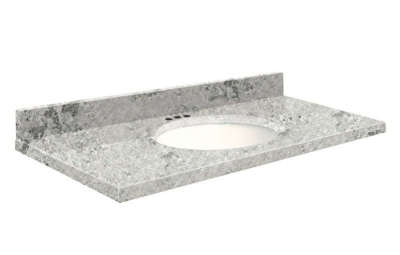 Dessus de salle de bain simple 49 po meuble-lavabo, Plaisir amande, Biscuit, Central de 4 po