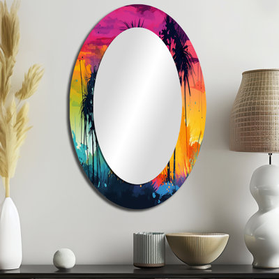 Vibrant Palm Trees III - Miroir mural Coastal