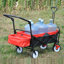 Chariot utilitaire pliant pour l'extérieur pliable, chariot de jardin portatif pliant robuste, porte-gobelet, poignées réglables (noir et rouge)