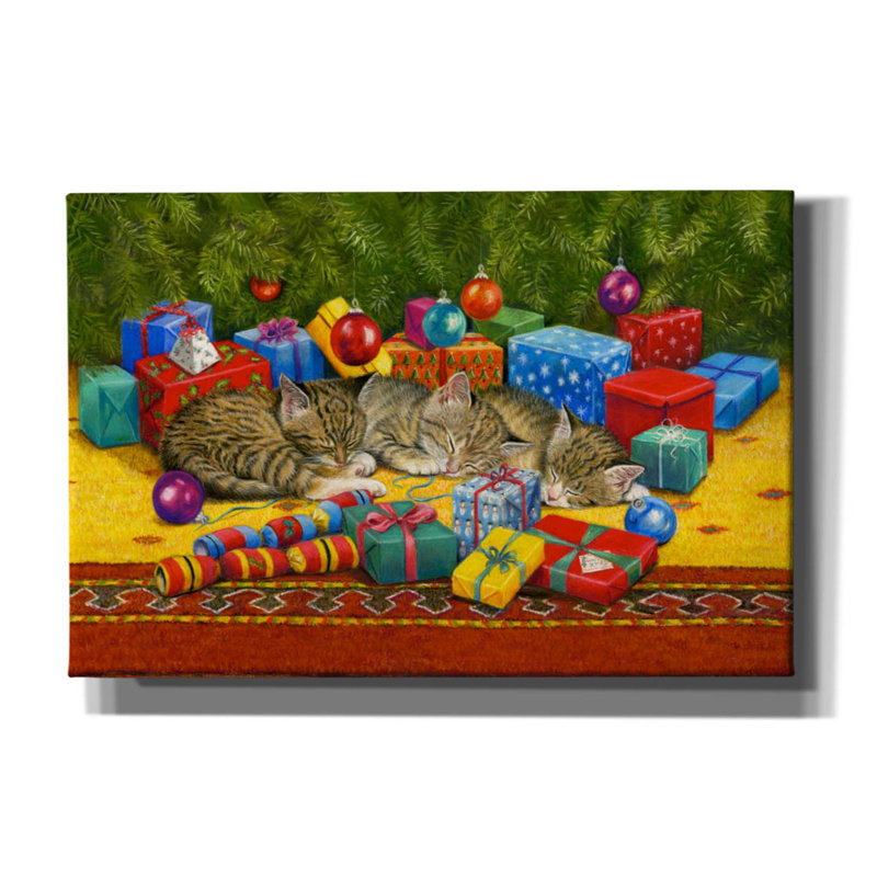 «Under The Christmas Tree» par Janet Pidoux, art mural sur toile, H 40 po x l 60 po x P 1,5 po