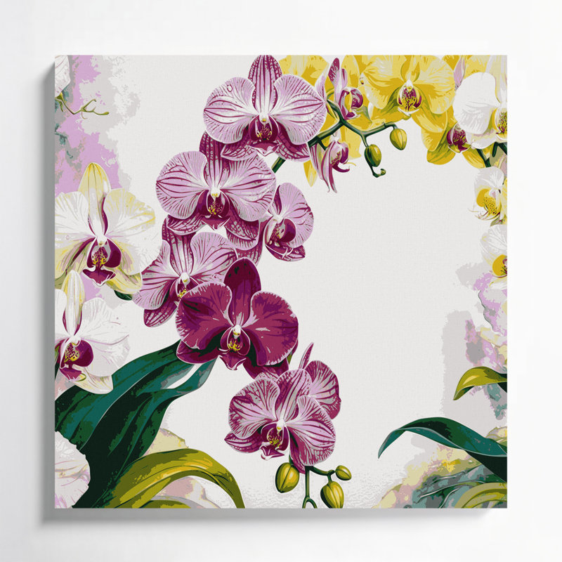 Botanical Orchids Beige Canvas Wall Art