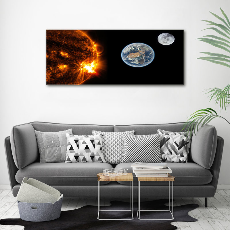 Solar System - No Frame Print on Glass, 50cm H x 125cm W x 2cm D, Canvas