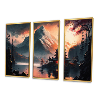 " Austwell Architectural Building On Island Landscape IV " 3 - Pieces