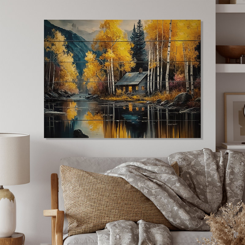 Colville Cabin By The Lake In Summer III - impression sans cadre sur bois, H 30 po x l 40 po x P 1,5 po