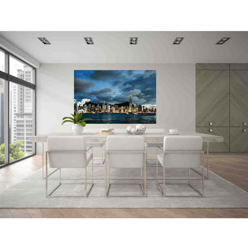 Adhésif décoratif hong kong au crépuscule, H 31 po x l 48 po