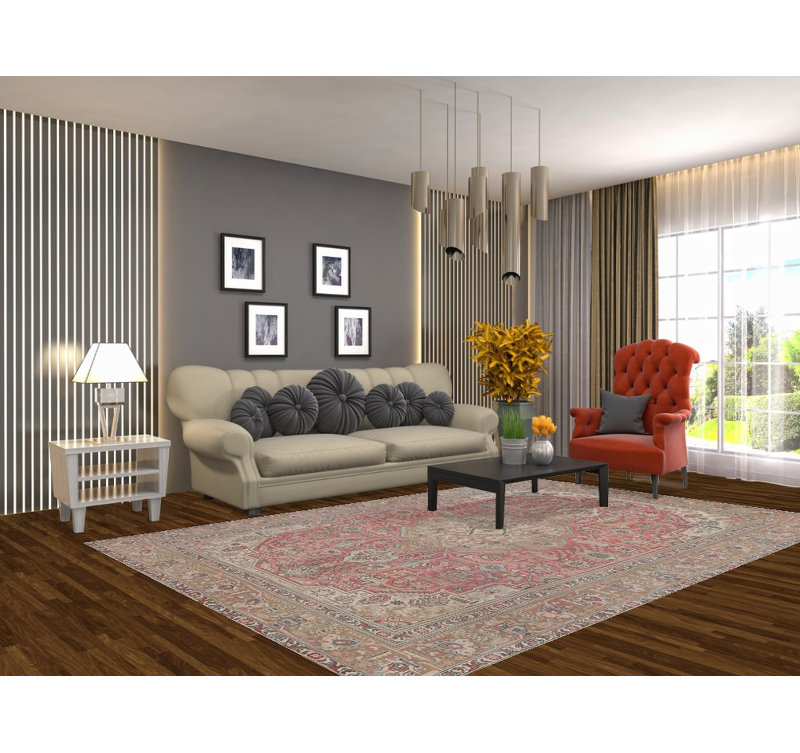 Tapis traditionnel en laine à motif géométrique 6 x 10