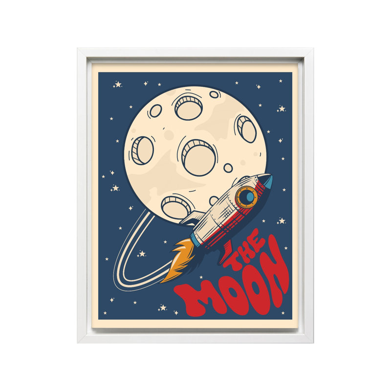 The Moon No2, Canvas, 12"H x 16"W, White Framed