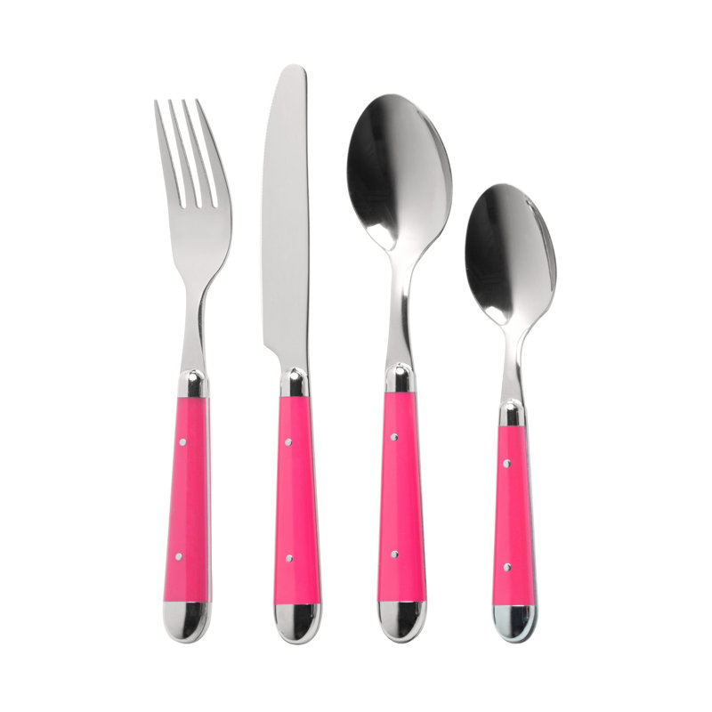16 Piece Cutlery Set, Service for 4, Pink